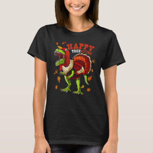Camiseta Feliz Dia de Ação de Graças Dinossauro Turquia Fel