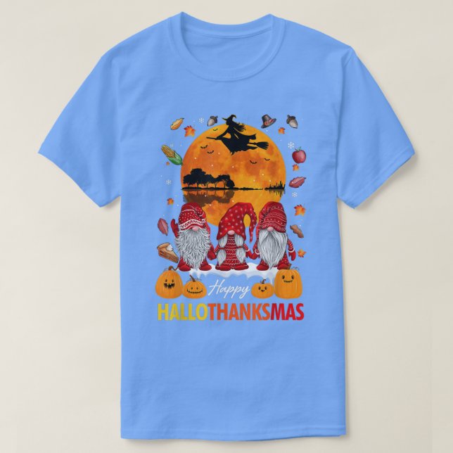 Camiseta Feliz Dia de Ação de Graças dos Gnomos das Hallowe (Frente do Design)