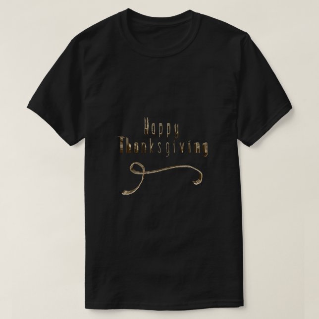 Camiseta Feliz Dia de Ação de Graças Elegante Típica Dourad (Frente do Design)