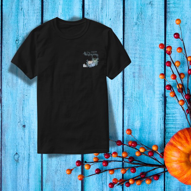 Camiseta Feliz Dia de Ação de Graças em azul | Camisola (Criador carregado)