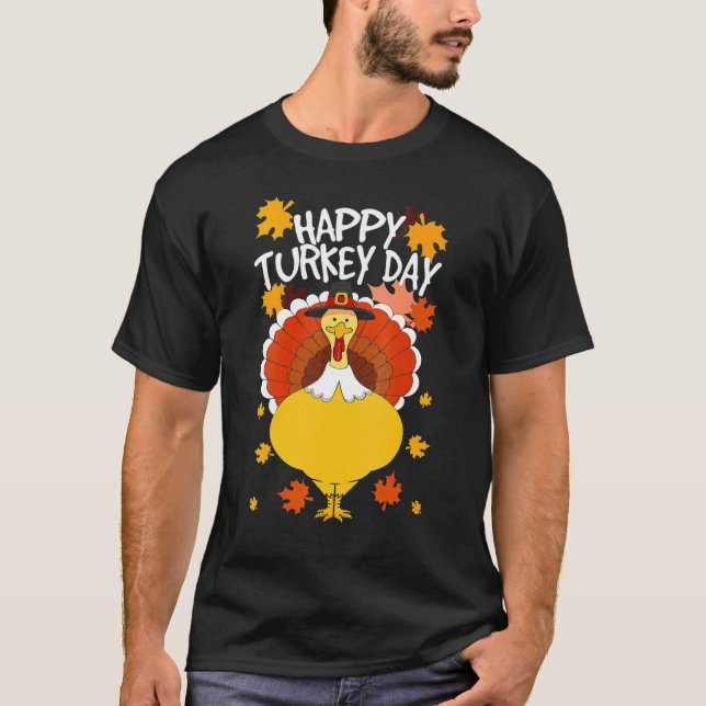 Camiseta Feliz Dia de Ação de Graças Engraçado Peregrino Tu (Frente)