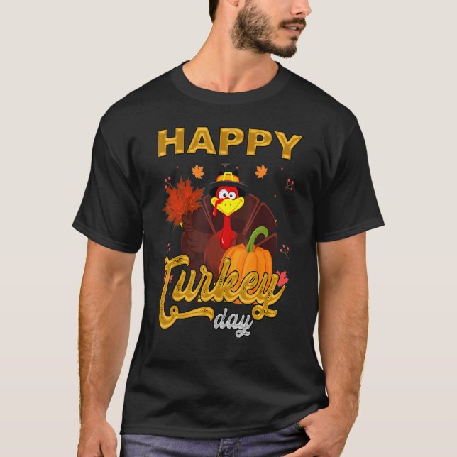 Camiseta Feliz Dia de Ação de Graças Engraçado Peregrino Tu (Frente)
