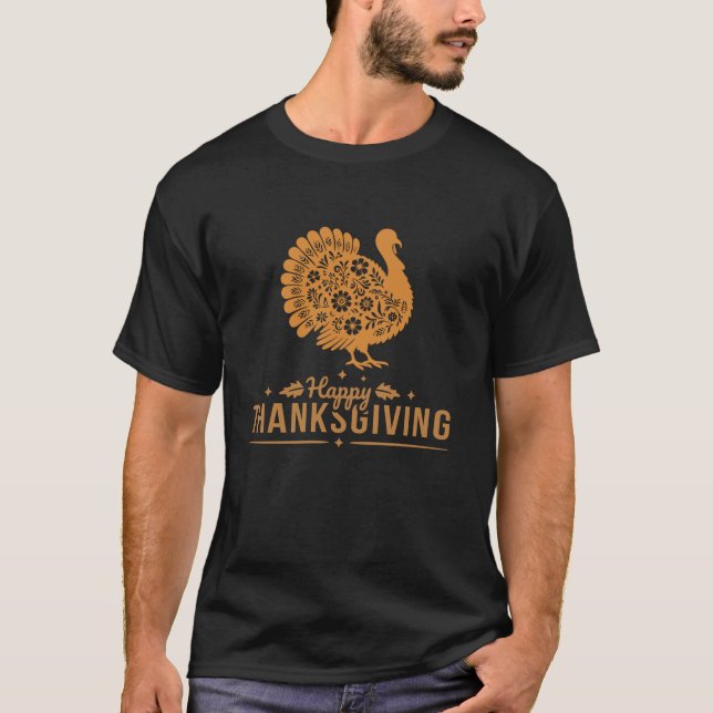 Camiseta Feliz Dia de Ação de Graças Engraçado Turquia Dia  (Frente)