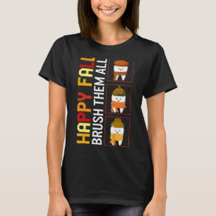 Camiseta Feliz Dia de Ação de Graças Escove-Os Todos Dentis