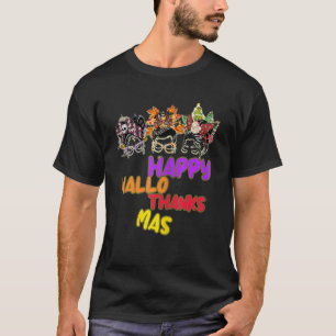 Camiseta Feliz Dia de Ação de Graças Feliz Hallothanksmas