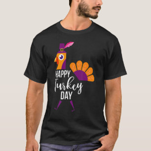 Camiseta Feliz Dia de Ação de Graças Feliz Peregrino Turqui