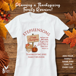 Camiseta FELIZ DIA DE AÇÃO DE GRAÇAS Filipenses 4v19 Reuniã