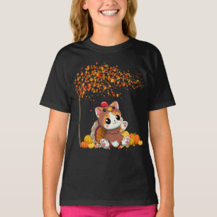 Camiseta Feliz Dia de Ação de Graças Gato Turquia outono