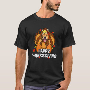 Camiseta Feliz Dia de Ação de Graças Golden Retriever Peru