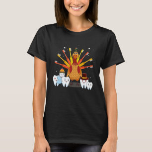 Camiseta Feliz Dia de Ação de Graças Gota Turquia Dente esc