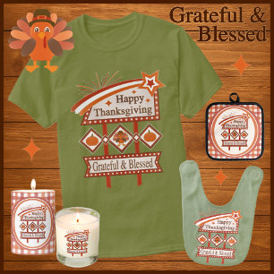 Camiseta Feliz Dia de Ação de Graças Grata e Bênção - Sinal