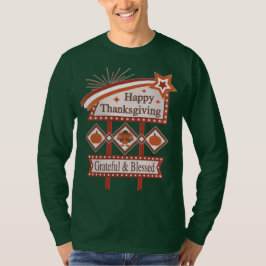 Camiseta Feliz Dia de Ação de Graças Grata e Bênção - Sinal