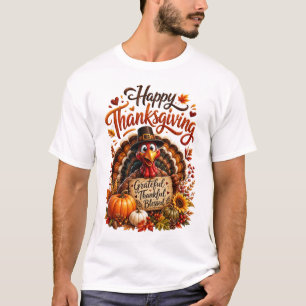 Camiseta Feliz Dia de Ação de Graças – Grato e Agradecido