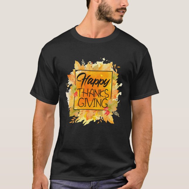 Camiseta Feliz Dia de Ação de Graças Outono Engraçado349png (Frente)