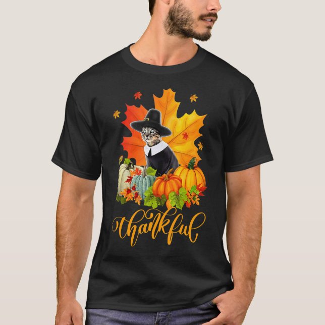 Camiseta Feliz Dia de Ação de Graças Outono Folhas de Bordo (Frente)