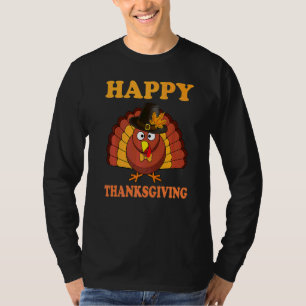 Camiseta Feliz Dia de Ação de Graças Pequeno Peregrino Fofo
