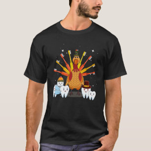 Camiseta Feliz Dia de Ação de Graças Peru Dentinhos Escova
