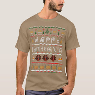 Camiseta Feliz Dia de Ação de Graças Pie Turquia Feia Ação 