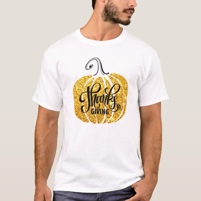 Camiseta Feliz Dia de Ação de Graças Pumpkin Autumn Deixa F (Frente)