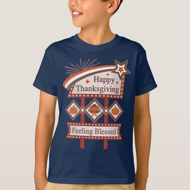 Camiseta Feliz Dia de Ação de Graças Sentido Bênção - Sinal (Frente)