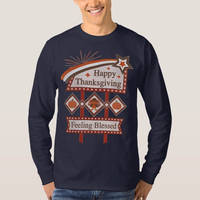 Camiseta Feliz Dia de Ação de Graças Sentido Bênção - Sinal (Frente)