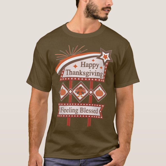 Camiseta Feliz Dia de Ação de Graças Sentido Bênção - Sinal (Frente)