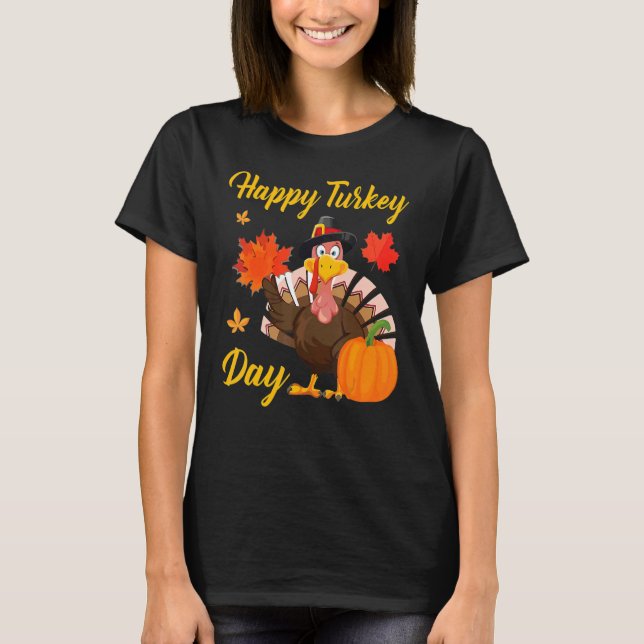 Camiseta Feliz Dia de Ação de Graças Turquia Feriados Menin (Frente)