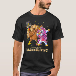 Camiseta Feliz Dia de Ação de Graças Unicórnio Turquia Dabb