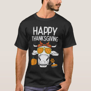Camiseta Feliz Dia de Ação de Graças Vaca Queda Homens do A