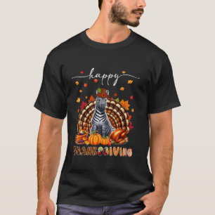 Camiseta Feliz Dia de Ação de Graças Zebra Figurume Turquia