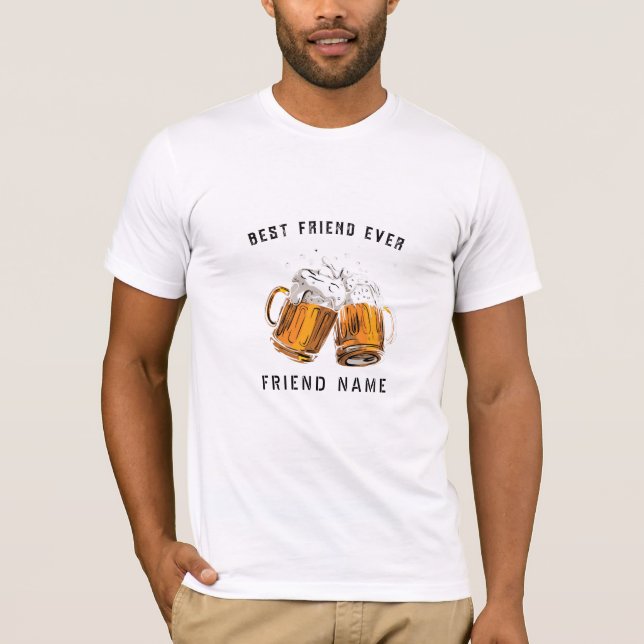 Camiseta Feliz Dia de Amizade Melhor Amigo Vidro De Cerveja (Frente)