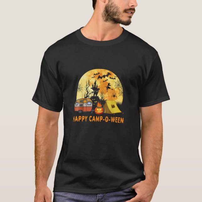 Camiseta Feliz Dia de as Bruxas engraçado Camp-0-Ween No Ca (Frente)