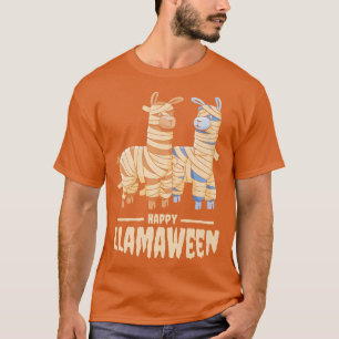 Camiseta Feliz Dia de as Bruxas engraçado Llama Mummy Costu