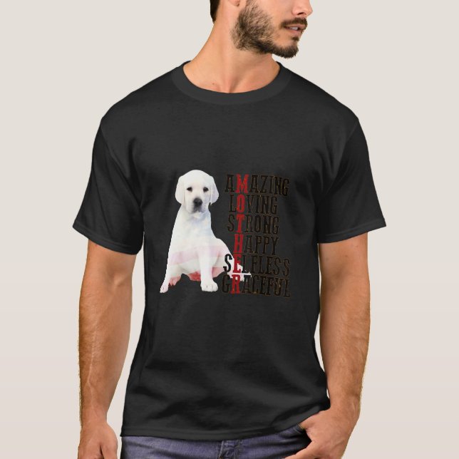 Camiseta Feliz Dia de as mães Branco Labrador Cachorro Mãe  (Frente)
