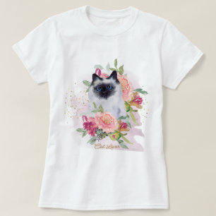 Camiseta Feliz dia de as mães Pet Lover da Mãe de Gato Siam