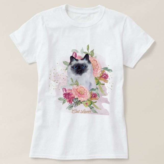 Camiseta Feliz dia de as mães Pet Lover da Mãe de Gato Siam (Frente do Design)