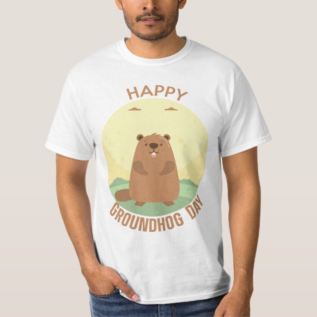 Camiseta Feliz Dia de Marmota Essencial (Frente)
