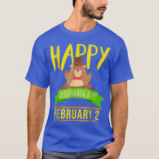 Camiseta Feliz Dia de Marmota Fevereiro 2 Previsão Animal