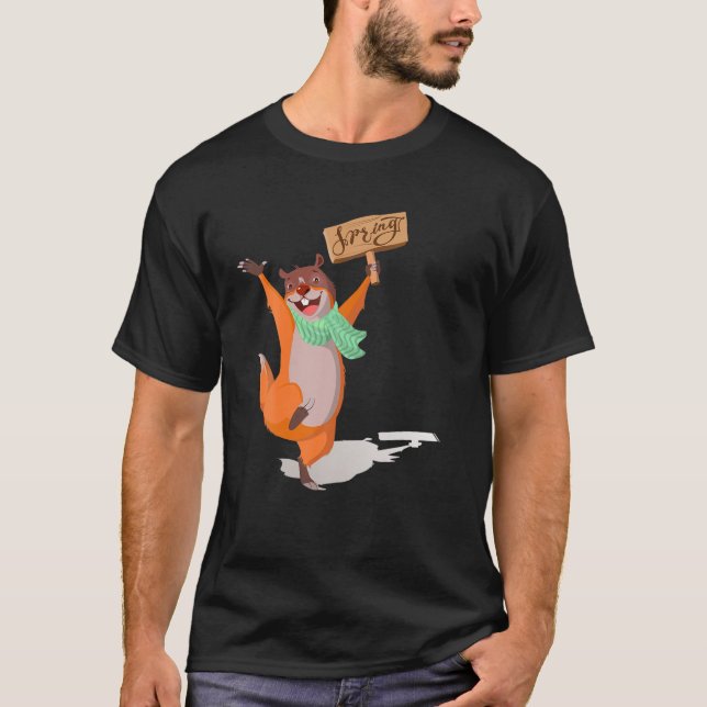 Camiseta Feliz Dia de Marmota - Previsão Marmot Para Primav (Frente)