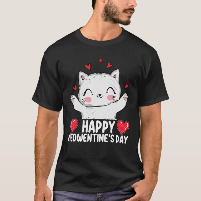 Camiseta Feliz Dia de Meowentine Dia de os namorados Amor (Frente)