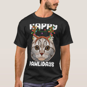 Camiseta Feliz Dia de Natal Escocês Pawlidays Gata Ho