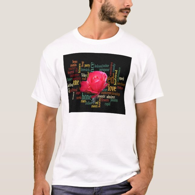 Camiseta Feliz dia de os namorados com Rosas vermelhas Eleg (Frente)