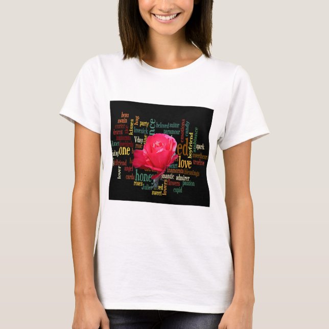 Camiseta Feliz dia de os namorados com Rosas vermelhas Eleg (Frente)