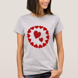 Camiseta Feliz dia de os namorados Coração Vermelho