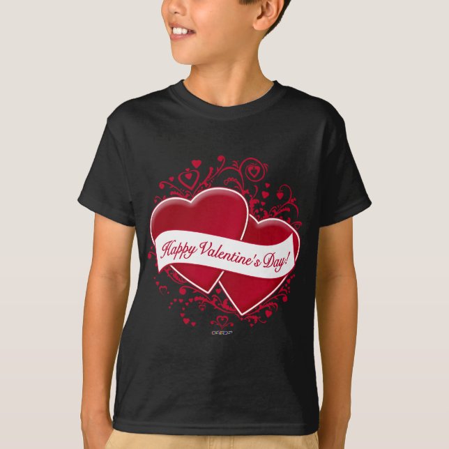 Camiseta Feliz dia de os namorados!Corações vermelhos (Frente)
