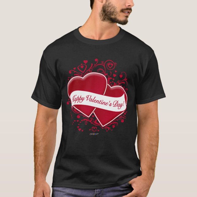Camiseta Feliz dia de os namorados! Corações Vermelhos (Frente)