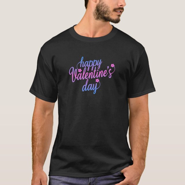 Camiseta Feliz dia de os namorados Floral Bonito| T-Shirt (Frente)
