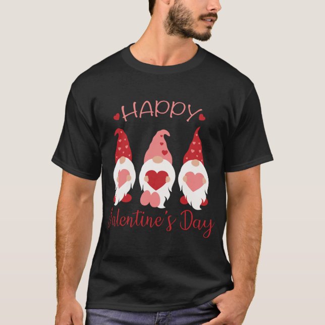 Camiseta Feliz dia de os namorados Gnomos Corações da Xadre (Frente)