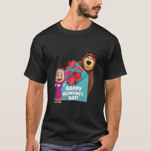 Camiseta Feliz dia de os namorados Masha e o Urso