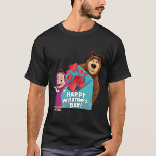 Camiseta Feliz dia de os namorados Masha e o Urso